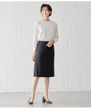 J.PRESS LADIES L BAHARIYE SOLID フレアースカート ネイビー系