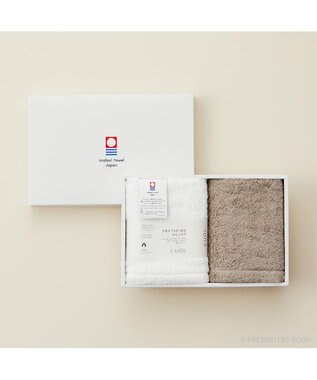 PRESENTERS ROOM CUOL タオルではじめるスキンケア / フェイスタオル　ホワイト×モカ