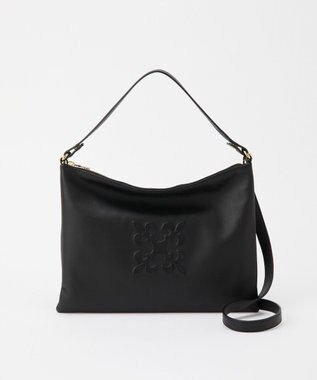 russet エンボスモノグラム ソフトレザーショルダーバッグ(CE-1547) Black