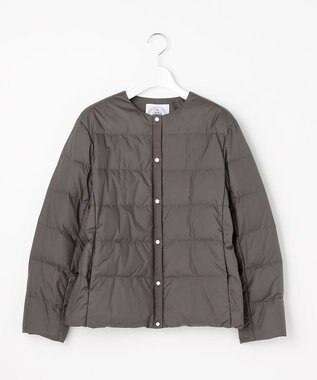 J.PRESS LADIES 【洗える】ライトダウン ノーカラー ジャケット モカグレー系
