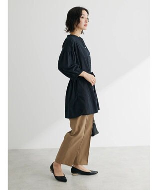 Green Parks スキッパーボリュームブラウスチュニック Black