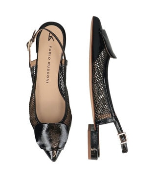 INTER-CHAUSSURES 【FABIO RUSCONI】異素材コンビポインテッドバックバンド ブラックコンビ