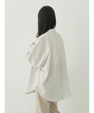 earth music&ecology ドルマンストライプシャツ Stripe Beige