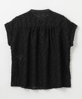 ANY 【洗濯機可】フェザーカットジャガードブラウス ブラック