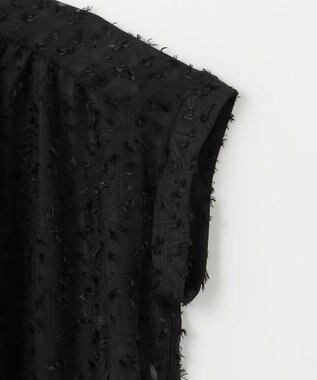 ANY 【洗濯機可】フェザーカットジャガードブラウス ブラック