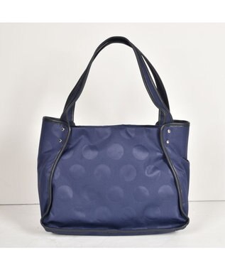 Y'SACCS ヒートエンボス ポルカドットトート Mサイズ ネイビー