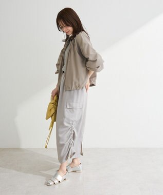 Green Parks ドロストネックシアーブルゾン Gray Beige