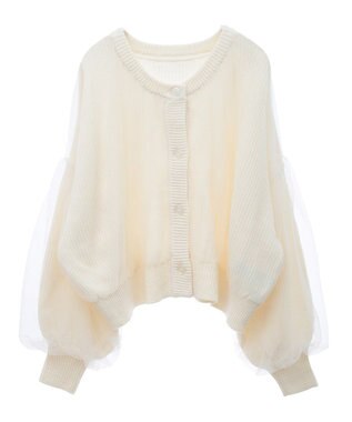 earth music&ecology チュールレイヤードカーディガン Ivory