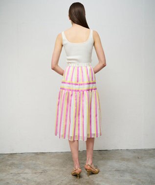 GRACE CONTINENTAL マルチシアーストライプスカート ピンク