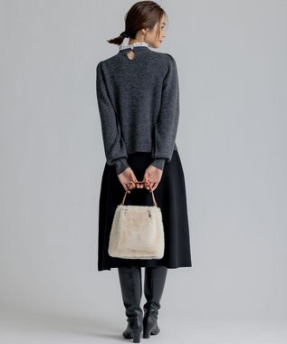 組曲 L 【WEB限定】襟付き片畔ニットプルオーバー グレー系