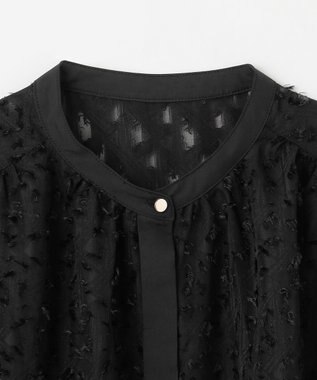 ANY 【洗濯機可】フェザーカットジャガードブラウス ブラック