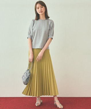 ANY SIS 【UVカット・アンチピリング・洗える】ウーステッドエステル  プリーツスカート シトラスイエロー