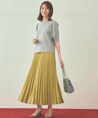 ANY SIS 【UVカット・アンチピリング・洗える】ウーステッドエステル  プリーツスカート シトラスイエロー