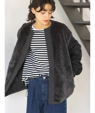 AMERICAN HOLIC キルポカリバーシブルキルティングミディコート Black