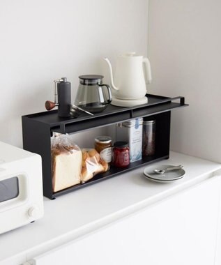 tower 前が開くキッチンカウンター上収納ラック タワー D15 ブラック ブラック