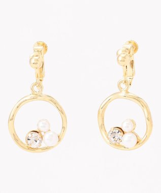  フープパール調ストーン イヤリング