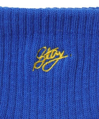 WEGO カラーロゴ刺繍アンクルパイルソックス ブルー