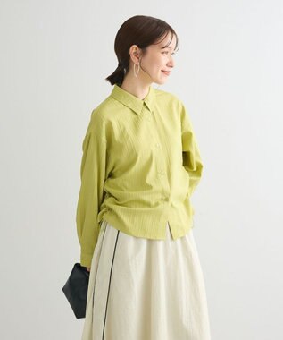 Green Parks サイドドロストショート丈シャツ（無地） Green