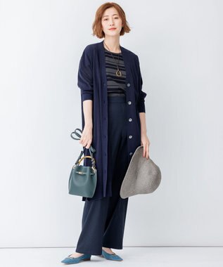 23区 【洗える】リネンヴィスコースストレッチ マリンパンツ ネイビー系