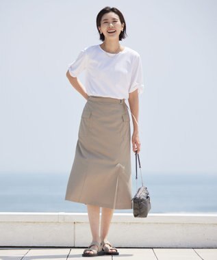J.PRESS LADIES 【接触冷感・UVケア】コンパクトコットンスムース ツイストスリーブ カットソー ホワイト系