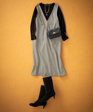 23区 スウェード ヒール ブーツ ブラック系