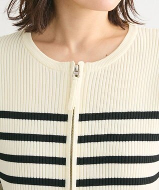 Green Parks ＺＩＰ付きニットカーディガン Border