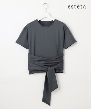 23区 L 【エステータ】スーピマシングルジャージー サッシュデザイン カットソー
