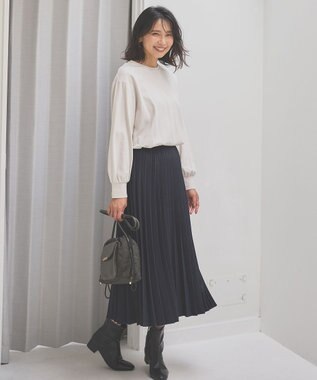 ANY 【10色展開/ウエストゴム】ウーリッシュフラノ プリーツスカート ネイビー