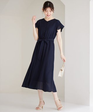 ANY SIS ドビーシアーチェック ワンピース ネイビー