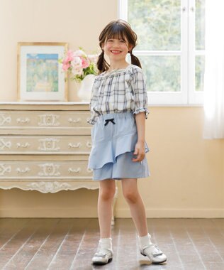 組曲 KIDS 【150-160㎝】プランタンチェック ブラウス ベージュ