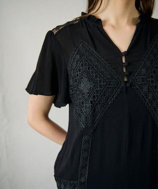 GRACE CONTINENTAL レースコンビカフタンワンピース ブラック