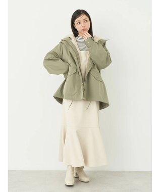 earth music&ecology マルチウェイマウンテンパーカー（ファー） Khaki