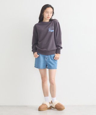 earth music&ecology チャンピオン　ｅｍａｅプリント裏毛プルオーバー Charcoal Gray