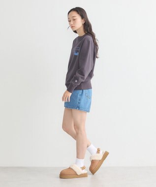 earth music&ecology チャンピオン　ｅｍａｅプリント裏毛プルオーバー Charcoal Gray