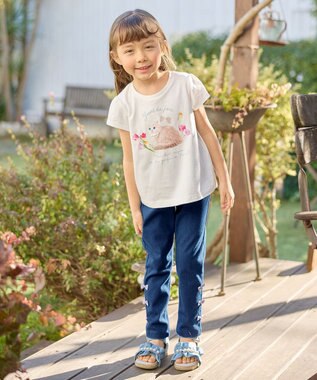 ANY KIDS フォトプリント ネコ Tシャツ オフホワイト