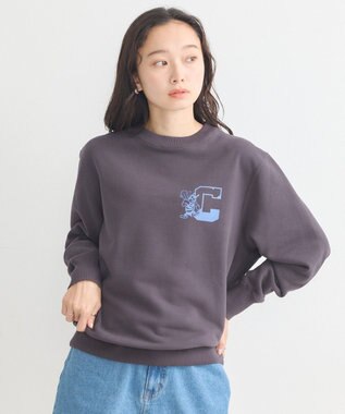 earth music&ecology チャンピオン　ｅｍａｅプリント裏毛プルオーバー Charcoal Gray