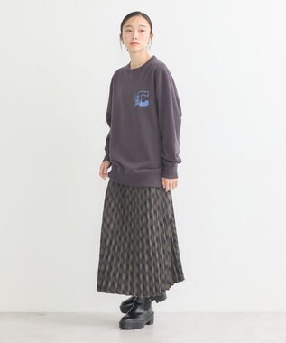 earth music&ecology チャンピオン　ｅｍａｅプリント裏毛プルオーバー Charcoal Gray