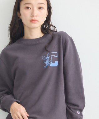 earth music&ecology チャンピオン　ｅｍａｅプリント裏毛プルオーバー Charcoal Gray