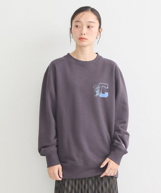 earth music&ecology チャンピオン　ｅｍａｅプリント裏毛プルオーバー Charcoal Gray