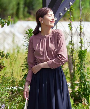 Tiaclasse L 【新色追加・洗える】バンドカラー2WAYタックブラウス ピンク