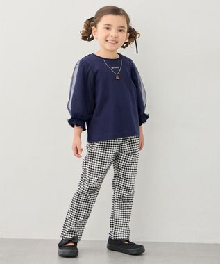 ANY KIDS 【洗濯機可能】ときめきストレッチ 総柄パンツ ギンガムチェック