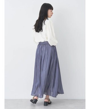 earth music&ecology シャイニーギャザースカート Charcoal Gray