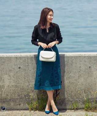 Tiaclasse L 【新色追加・洗える】バンドカラー2WAYタックブラウス ブラック