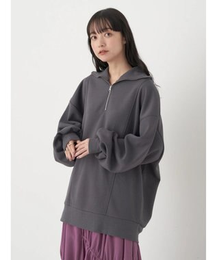 earth music&ecology スタンドｚｉｐダンボールチュニック Dark Gray