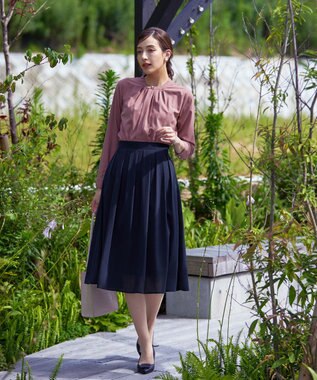 Tiaclasse L 【新色追加・洗える】バンドカラー2WAYタックブラウス ピンク