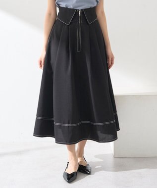 earth music&ecology フォールドオーバーウエストスカート Black