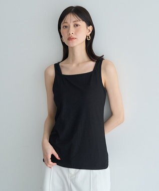 YECCA VECCA 2wayスクエアリブタンクトップ Black