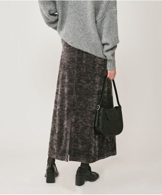 GRACE CONTINENTAL クラッシュベロアロングスカート チャコール