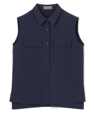 uncrave 【接触冷感・撥水・洗濯機洗い可】クールタッチツイル ブラウス（uncrave STANDARD) ネイビー