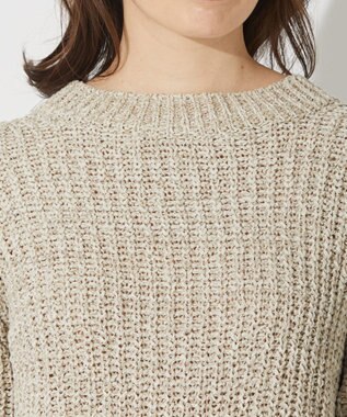 自由区 L 【洗える】コットンラッセル ボートネックニット ベージュ系